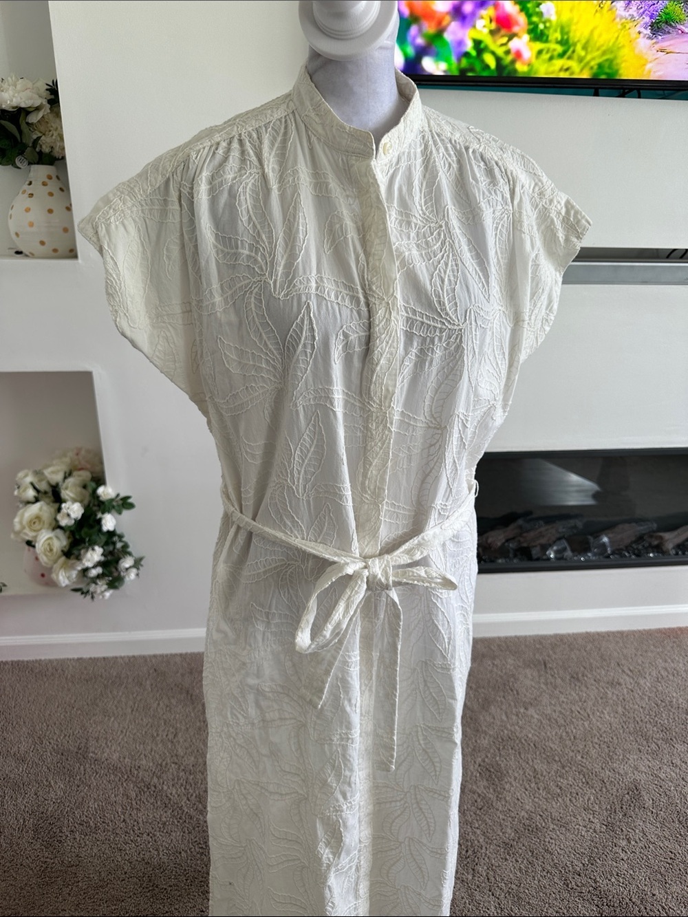 Trovata Embroidered Midi Dress with Tie Waist - Picture 2 of 9